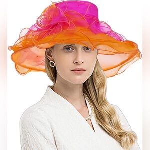 NWT- Derby/ church Elegant Pink and Orange Women's Hat